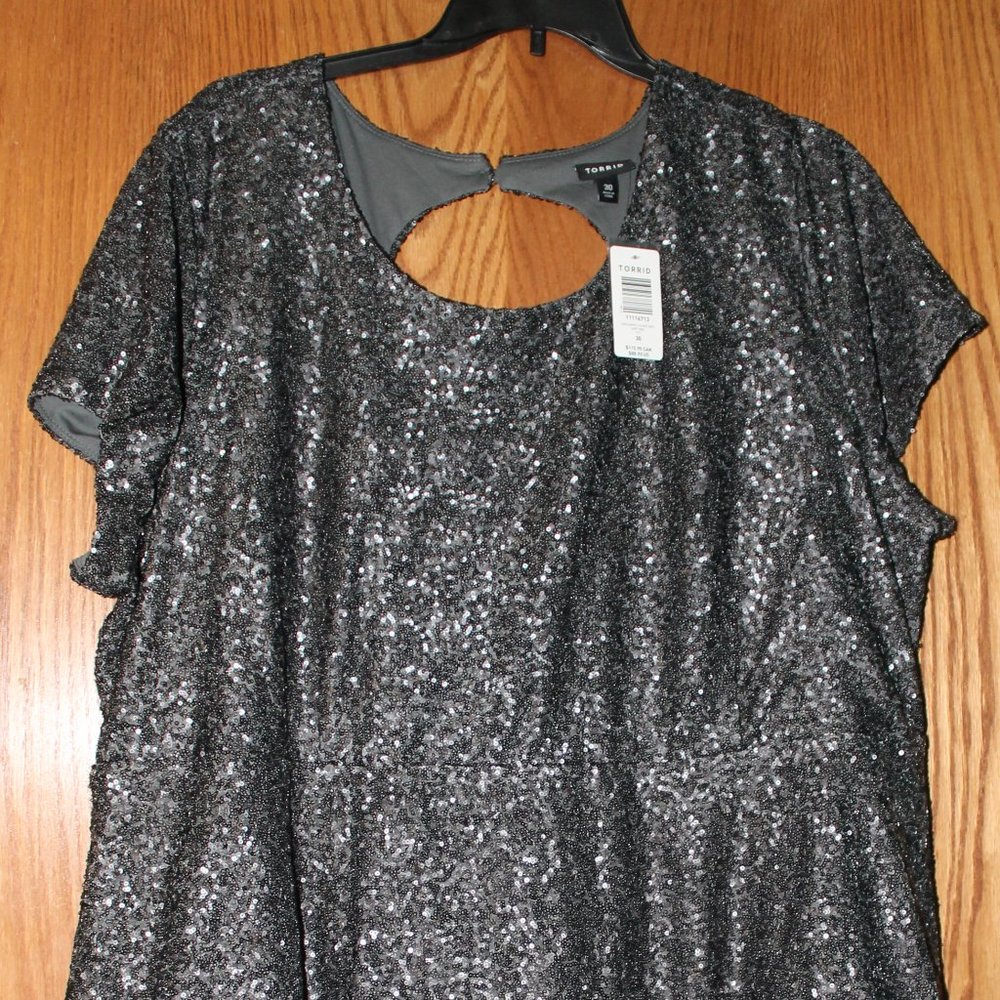 Torrid 30 Silver Glitter Dress with Keyhole